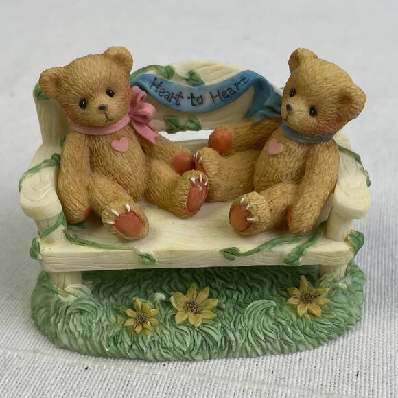 Vintage 1996 Cherished Teddies CRT240 Two Bears on Park Bench Heart to Heart - Picture 1 of 4